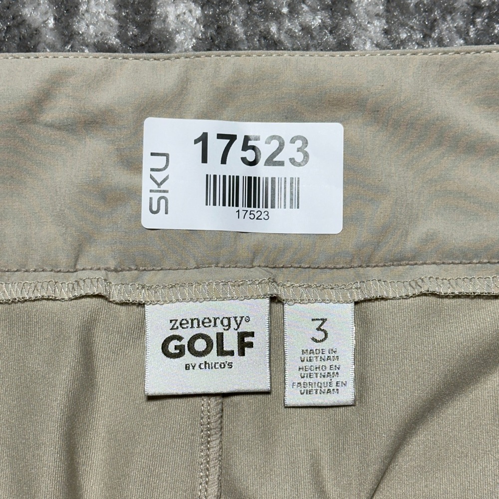 Chico's Zenergy Golf Skort Women Size XL Tan Khaki Excellent Stretch Pockets - Picture 3 of 13